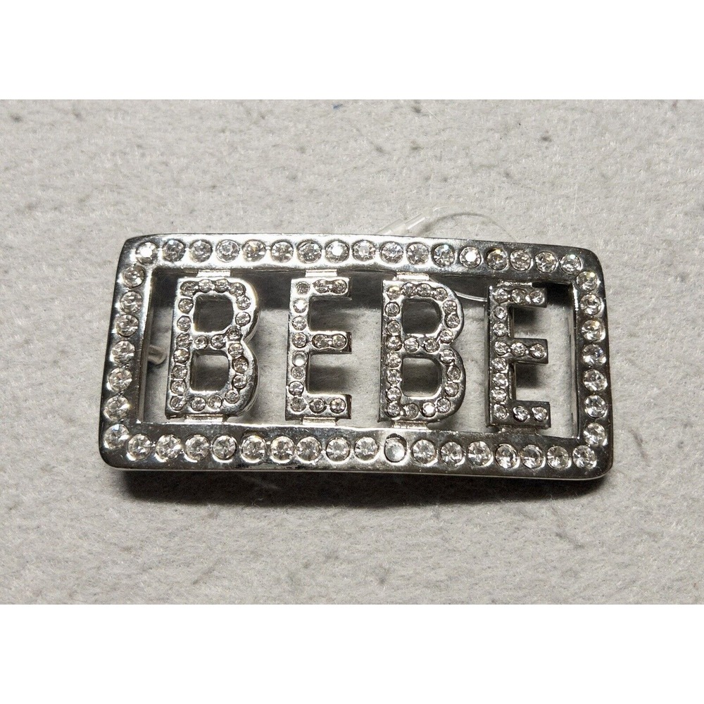 Vintage‎ Jeweled BEBE Silver Belt Buckle